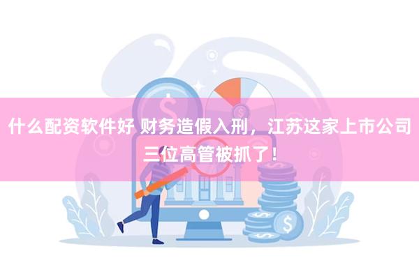 什么配资软件好 财务造假入刑，江苏这家上市公司三位高管被抓了！